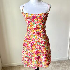 PRINCESS POLLY Rainbow Floral Celena Strappy Back Mini Dress—SZ. 10